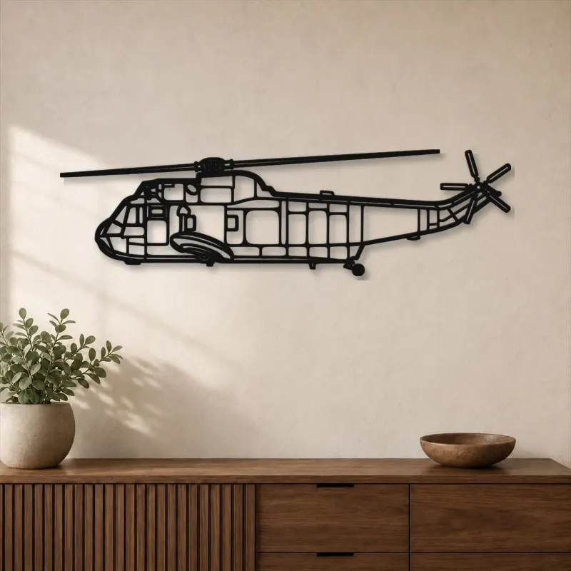 Silhouette en métal d'avion SH-3 Sea King, décoration murale en métal, décoration aéronautique, décoration d'aviation