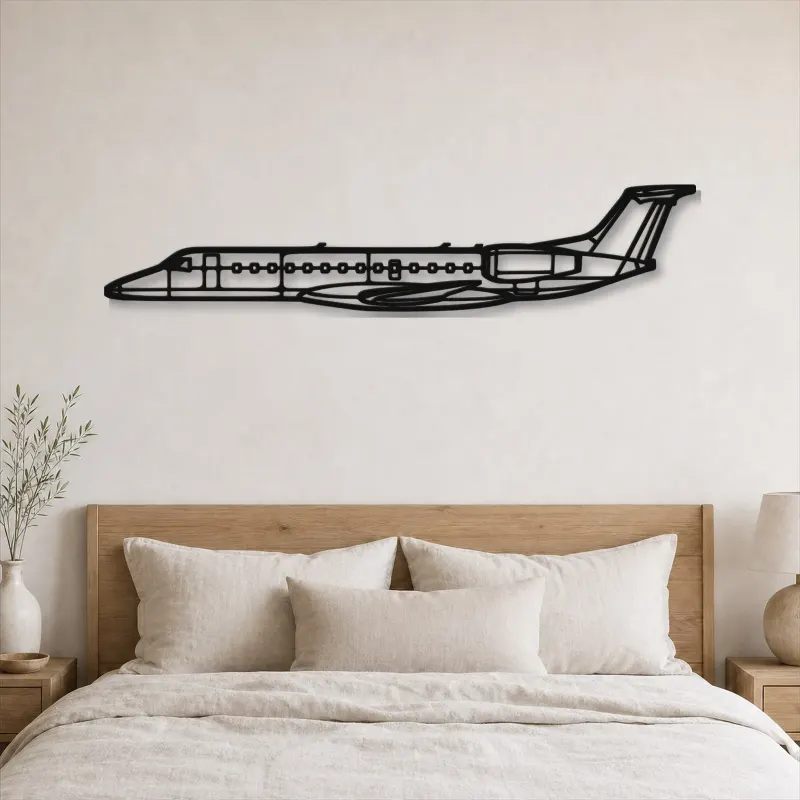 Silhouette en métal d'avion ERJ-135, décoration murale en métal, décoration aéronautique, décoration d'aviation