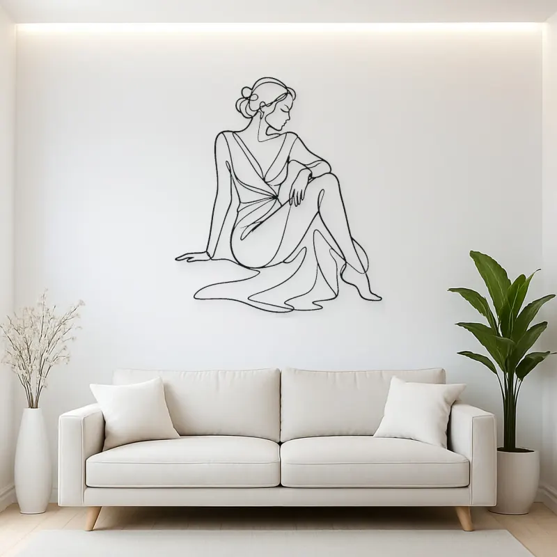 Seated Evening Muse Metal Wall Art | Fashion Figure Wall Decor