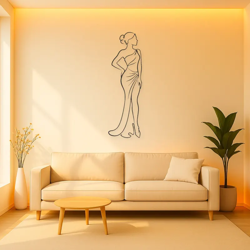 Side Profile Elegance Metal Wall Art | Fashion Figure Wall Decor