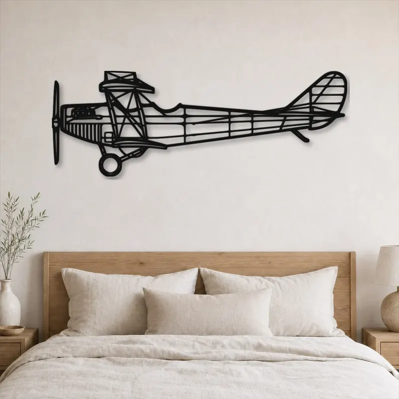 Silhouette en métal d'avion JN-4A, Décoration murale en métal, Décor aéronautique, Décor d'aviation