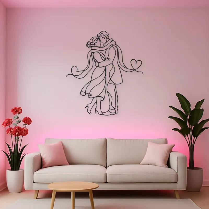 Shared Scarf Couple Metal Wall Art | Romantic Couple Decor