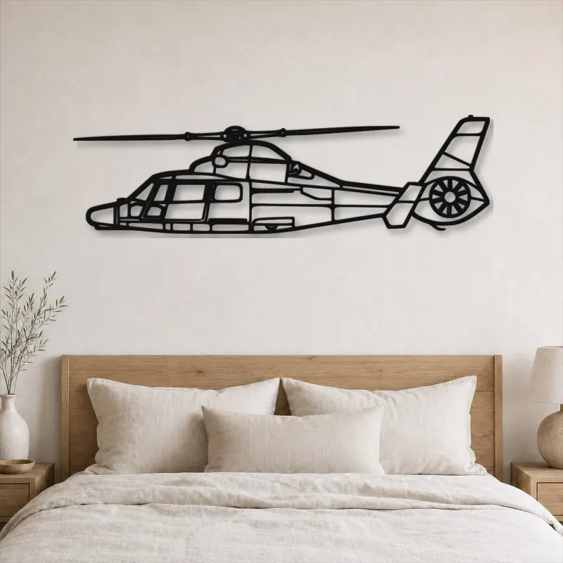 Insegna in metallo silhouette aereo Dauphin AS365N3+, Silhouette aereo in metallo, Decorazione parete aviatore, Decorazione aviazione