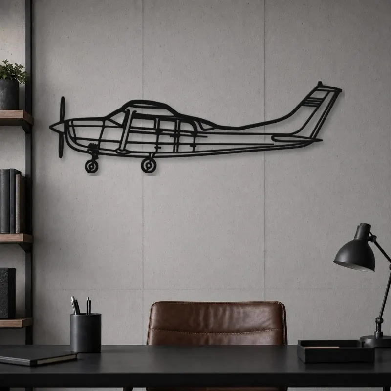 Silhouette d'avion en métal 206, Décoration murale en métal, Décor aéronautique, Décorateur aviateur