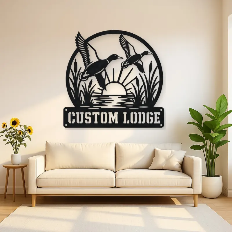 Personalized Flying Ducks Metal Wall Art for Hunting Lodge