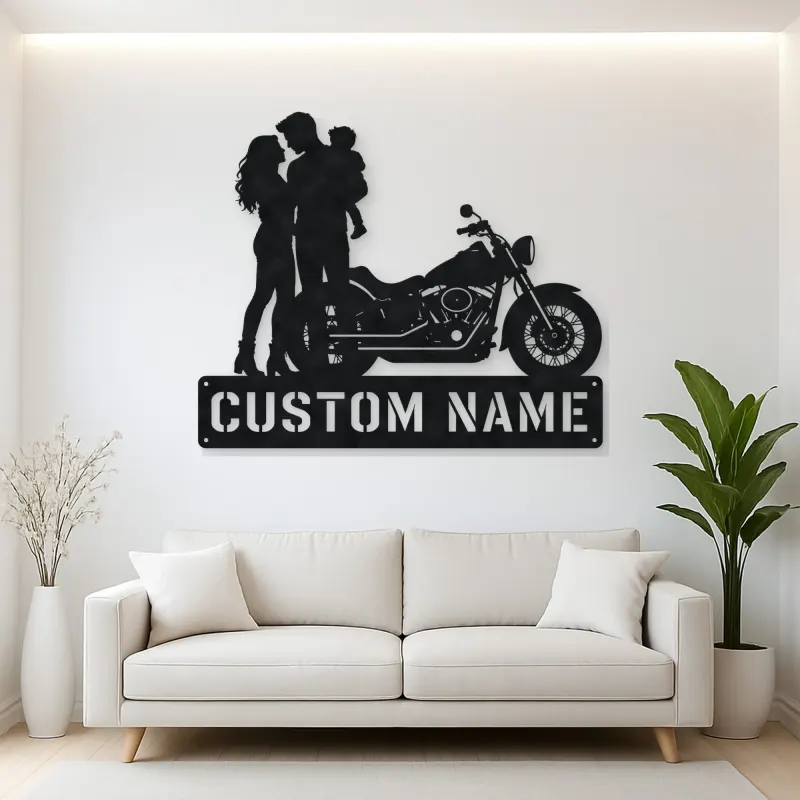 Personalized Cruiser Family with Child Metal Wall Art