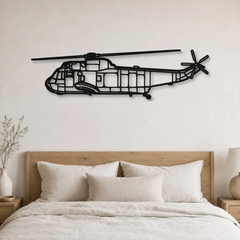 Silhouette en métal d'avion SH-3 Sea King, décoration murale en métal, décoration aéronautique, décoration d'aviation