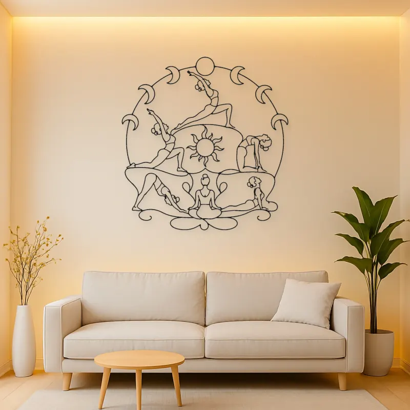Yoga Moon Sequence Metal Wall Art | Yoga and Meditation Wall Decor