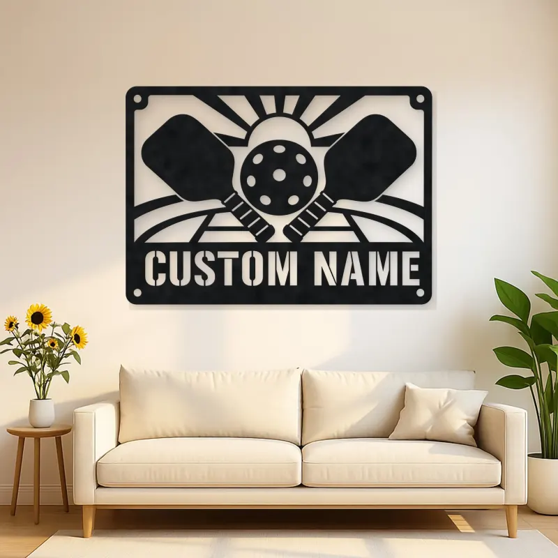 Personalized Pickleball Metal Wall Art with Sunrise Court