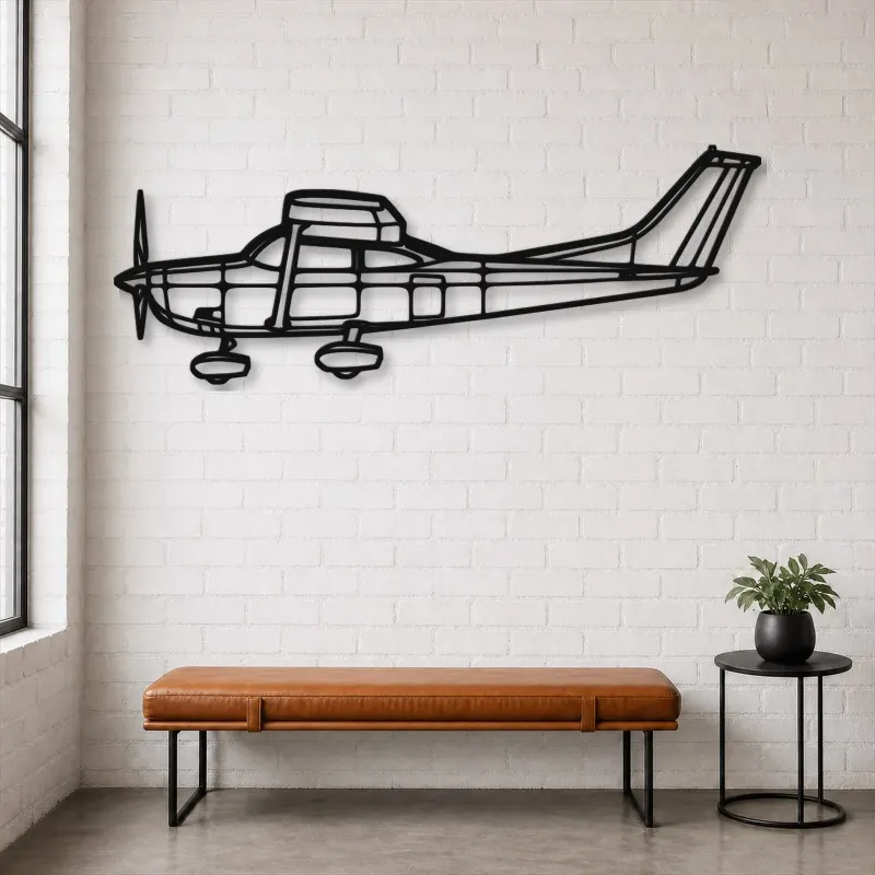 Silhouette d'avion en métal 182P Skylane, Décoration murale en métal, Décor aéronautique, Décorateur aviateur