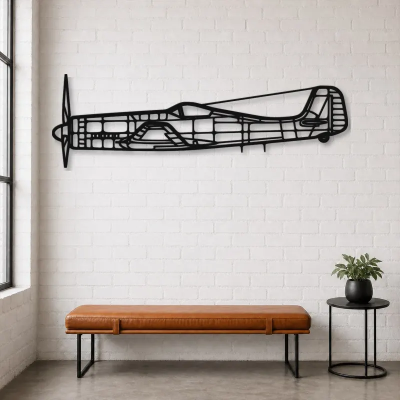 Silhouette d'avion Ta-152H-1 en métal, Décoration murale en métal, Décor aéronautique, Décor d'aviation