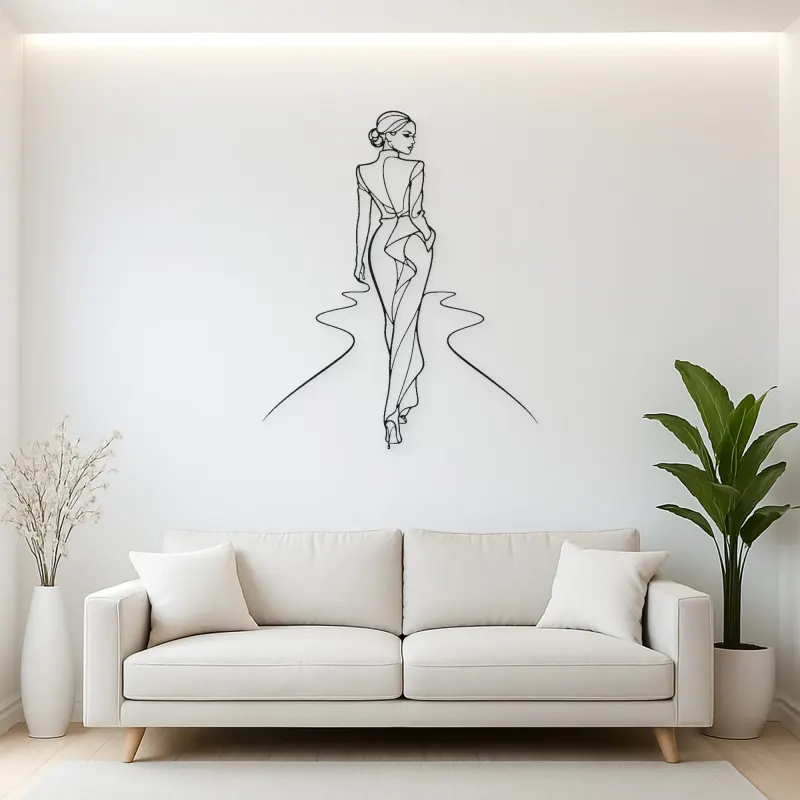 Over Shoulder Runway Metal Wall Art | Fashion Figure Wall Decor