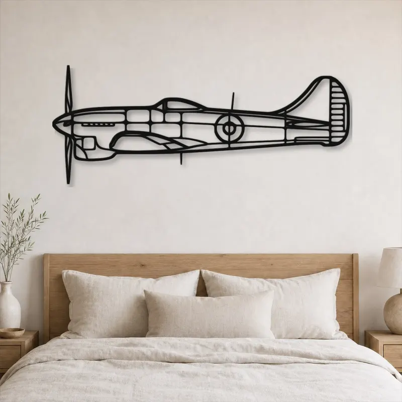 Silhouette d'avion Tempest en métal, Décoration murale en métal, Décor aéronautique, Décor d'aviation