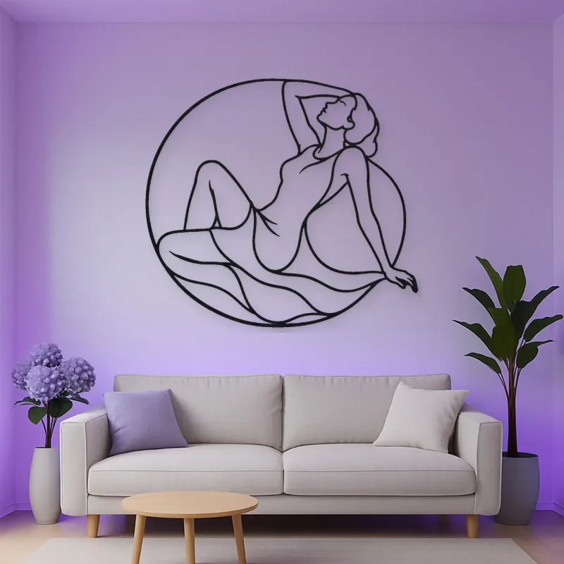 Reclining Curve Muse Metal Wall Art | Feminine Figure Wall Decor
