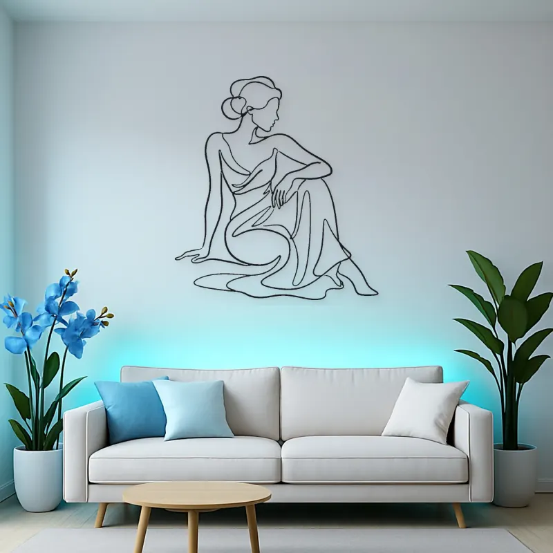 Poised Seated Woman Metal Wall Art | Fashion Figure Wall Decor