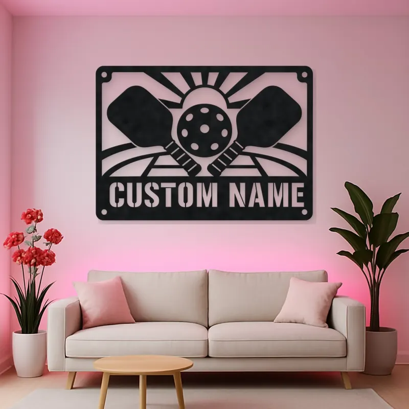 Personalized Pickleball Metal Wall Art with Sunrise Court