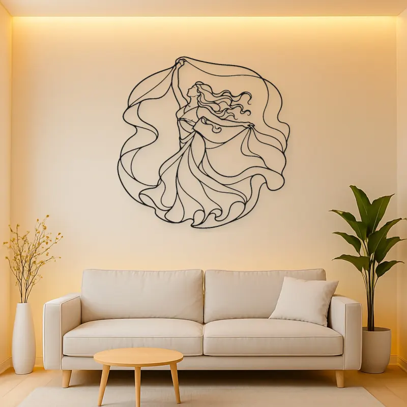 Oriental Dance Veil Metal Wall Art | Dance Silhouette Wall Decor
