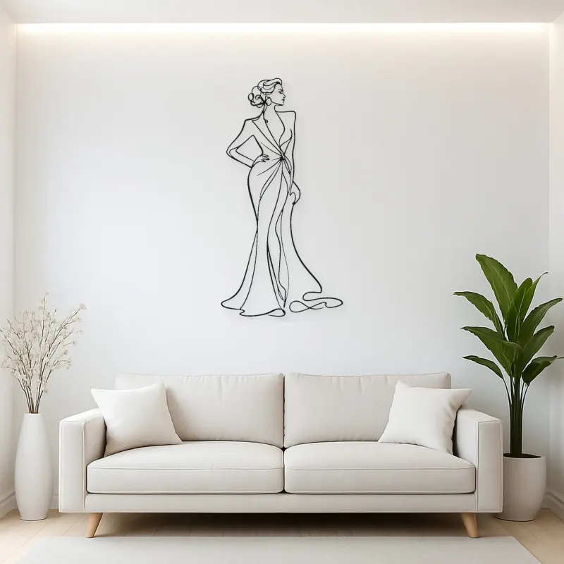 Evening Dress Profile Metal Wall Art | Fashion Figure Wall Decor