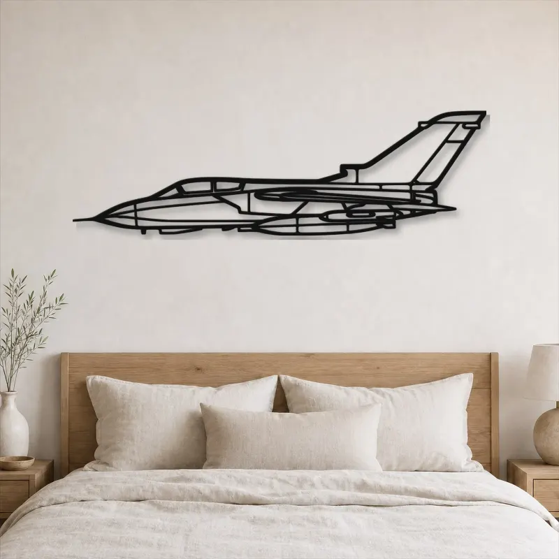 Silhouette d'avion Tornado en métal, Décoration murale en métal, Décor aéronautique, Décor d'aviation