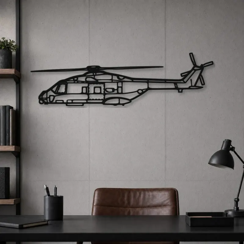 Silhouette d'avion en métal NH90 NFH, décoration murale aéronautique