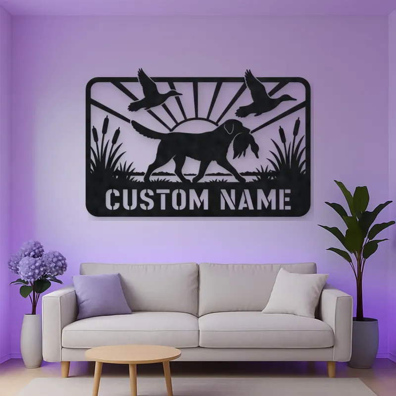 Personalized Retriever Duck Hunting Metal Wall Art