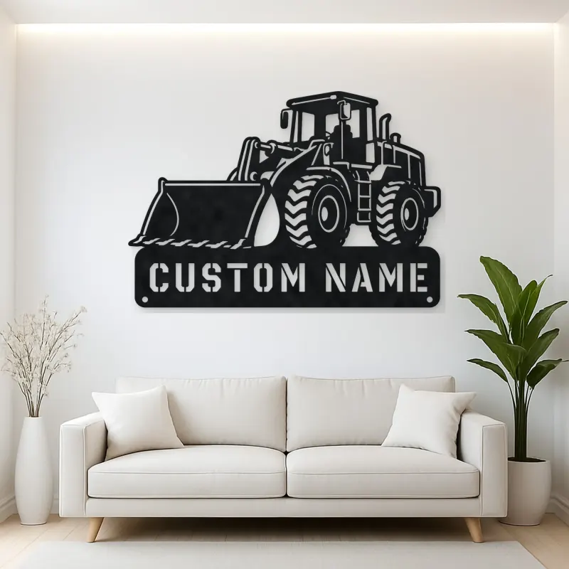 Personalized Large Wheel Loader Low Bucket Metal Wall Art