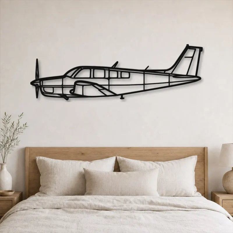 Silhouette d'avion Bonanza A36 en métal, Décoration murale en métal, Décor aéronautique, Décor d'aviation