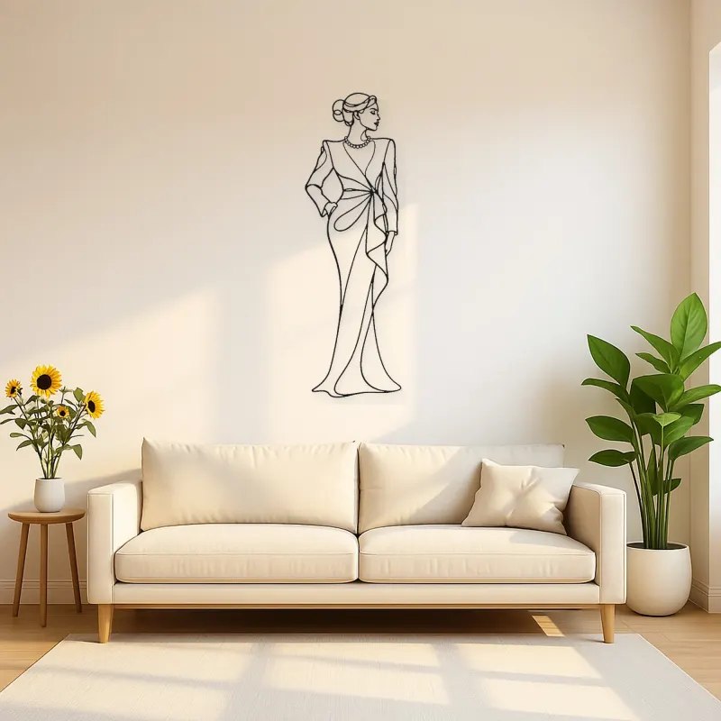 Pearl Neckline Model Metal Wall Art | Fashion Figure Wall Decor