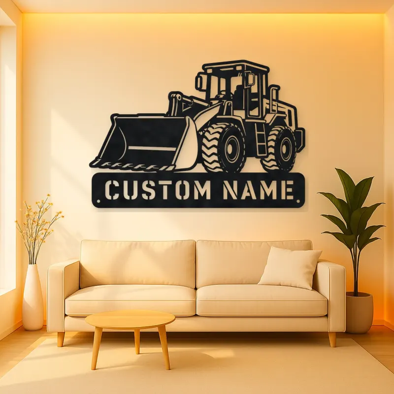 Personalized Compact Wheel Loader Low Bucket Metal Wall Art