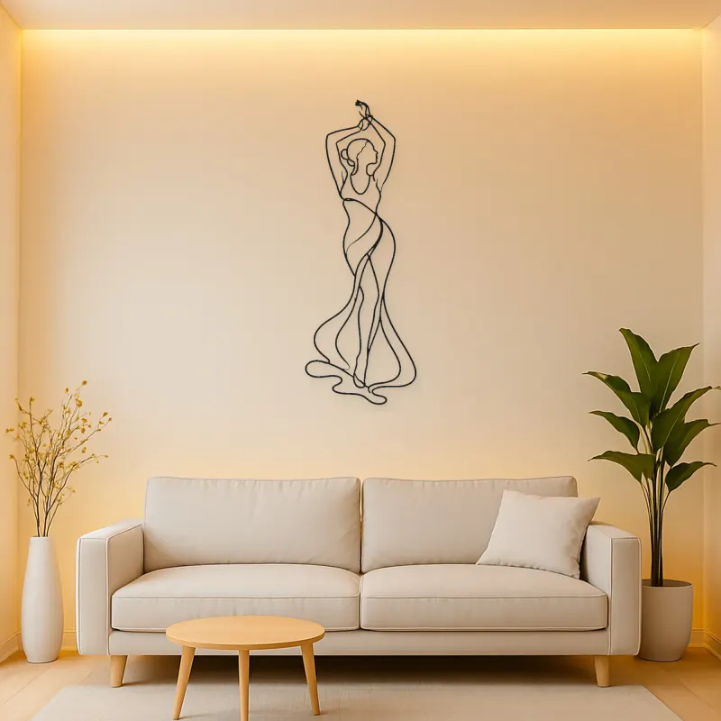 Raised Arms Figure Metal Wall Art | Feminine Figure Wall Decor