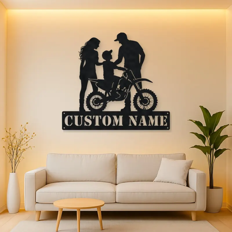 Personalized Mini Dirt Bike Family Metal Wall Art