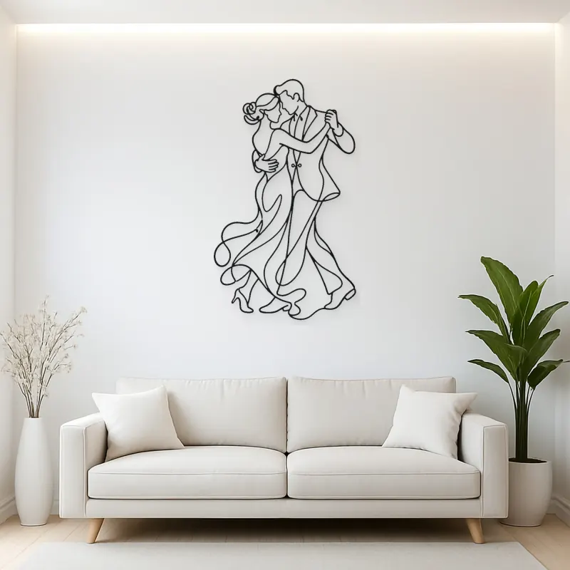 Dancing Close Embrace Metal Wall Art | Romantic Couple Decor