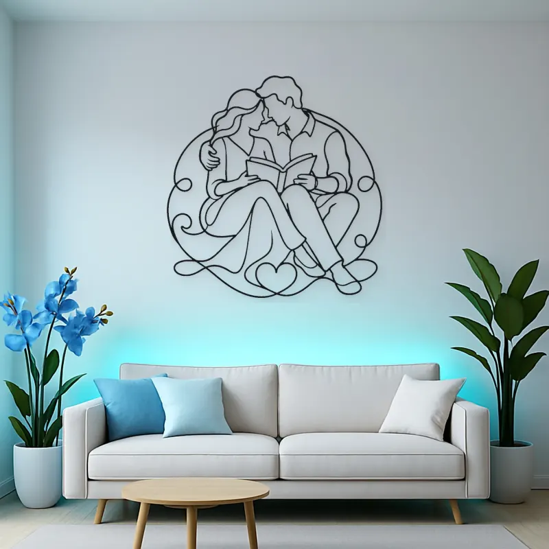 Shared Book Couple Metal Wall Art | Romantic Couple Decor