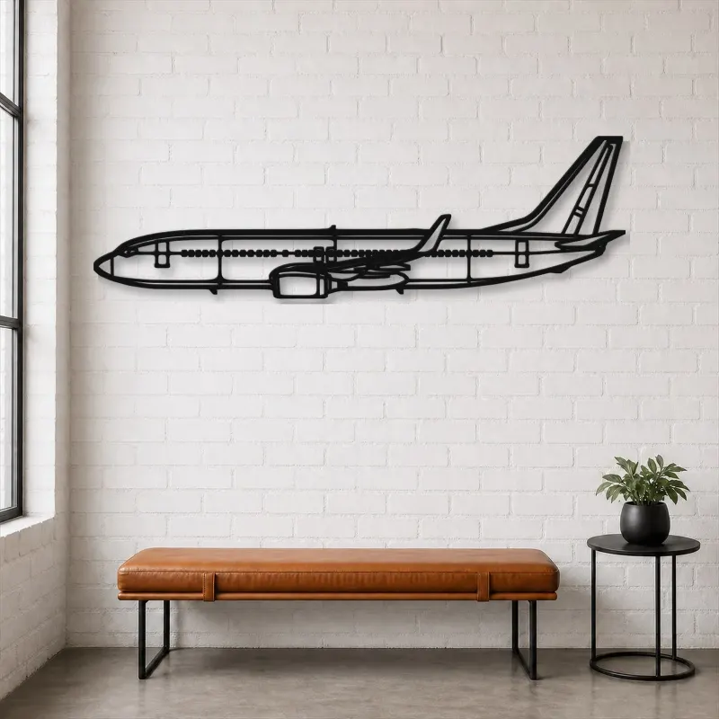 Silhouette d'avion en métal 737-800, décoration murale en métal, décoration aéronautique, cadeau pour pilote
