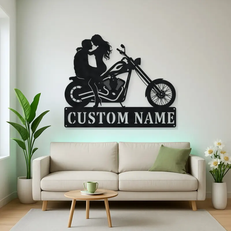 Personalized Chopper Couple Metal Wall Art