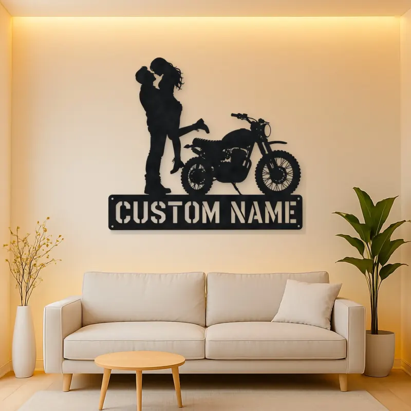 Personalized Dirt Bike Lifted Couple Metal Wall Art