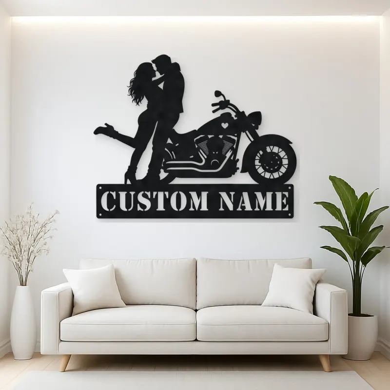 Personalized Classic Cruiser Couple Metal Wall Art