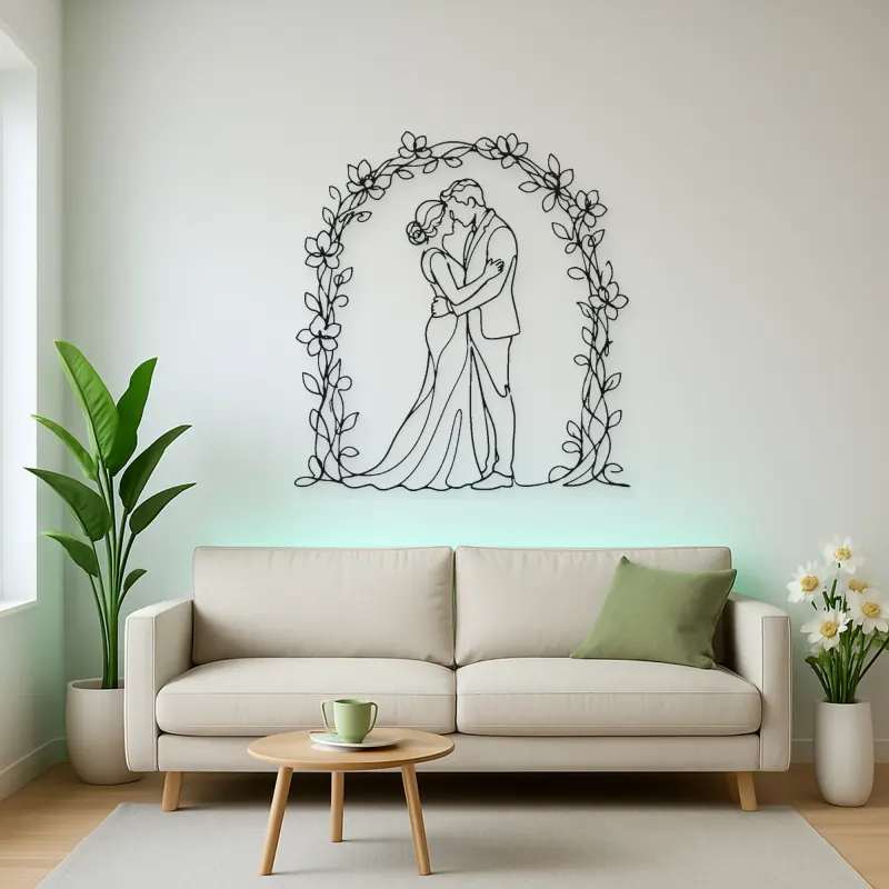 Flower Arch Pair Metal Wall Art | Romantic Couple Decor