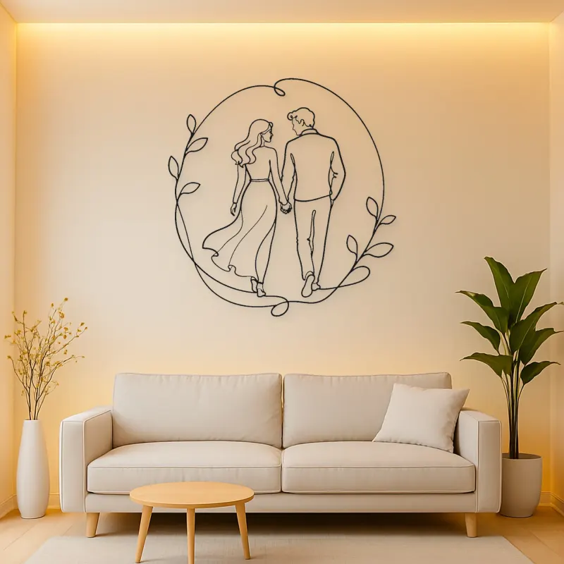 Holding Hands Walk Metal Wall Art | Romantic Couple Decor