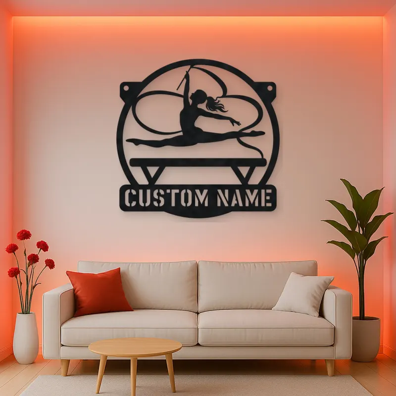 Personalized Rhythmic Gymnast Metal Wall Art with Ribbon