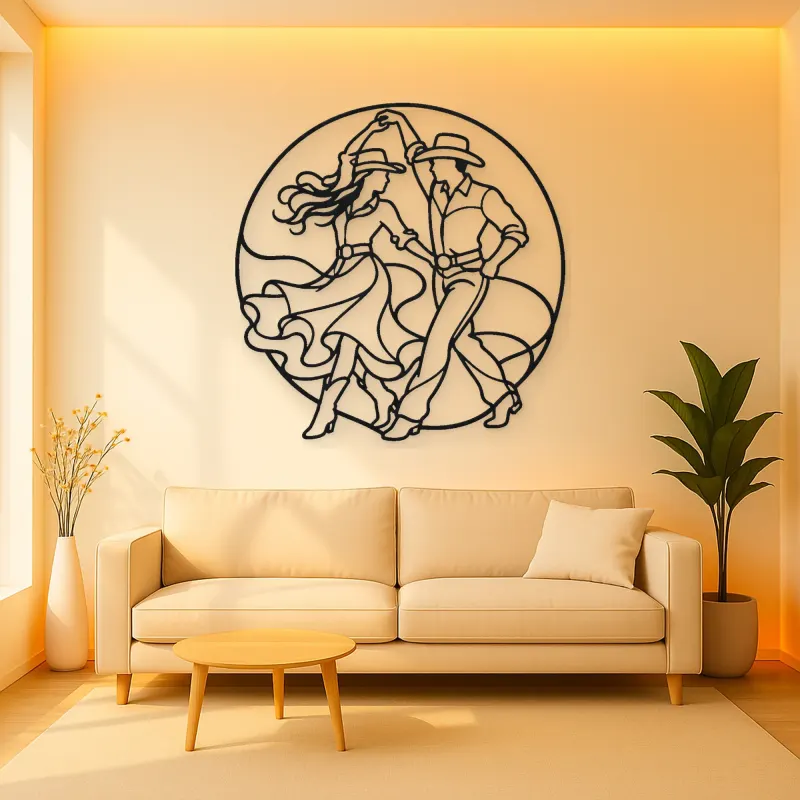 Country Line Dance Metal Wall Art | Couple Dance Wall Decor
