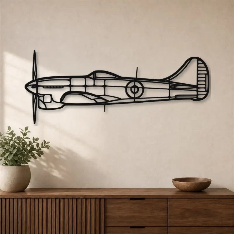 Silhouette d'avion Tempest en métal, Décoration murale en métal, Décor aéronautique, Décor d'aviation
