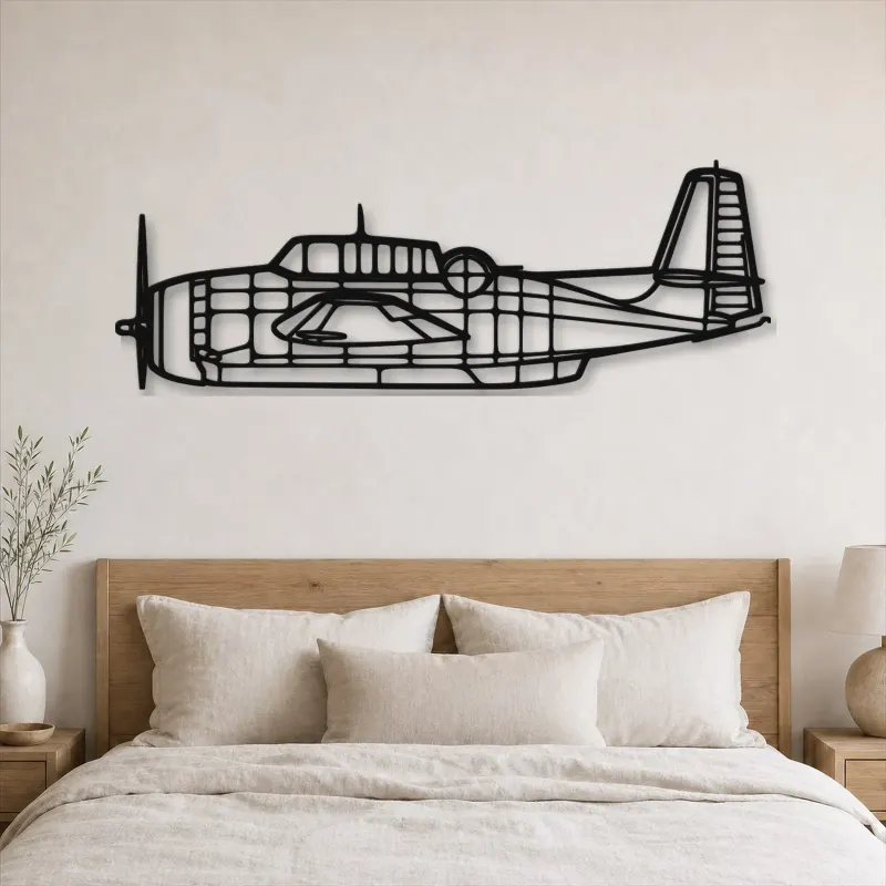 Silhouette d'avion TBM-3N Avenger en métal, Décoration murale en métal, Décor aéronautique, Décor d'aviation