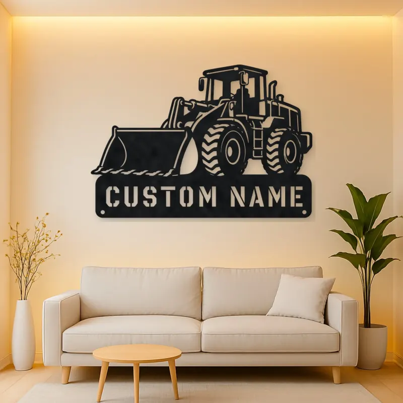 Personalized Large Wheel Loader Low Bucket Metal Wall Art