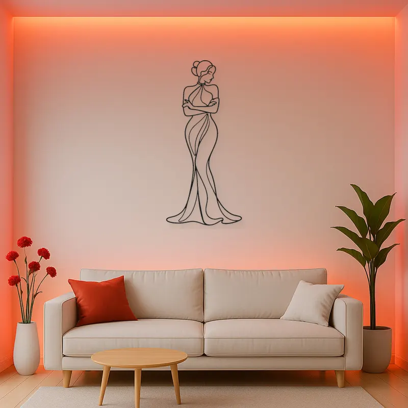 Arms Crossed Muse Metal Wall Art | Feminine Figure Wall Decor