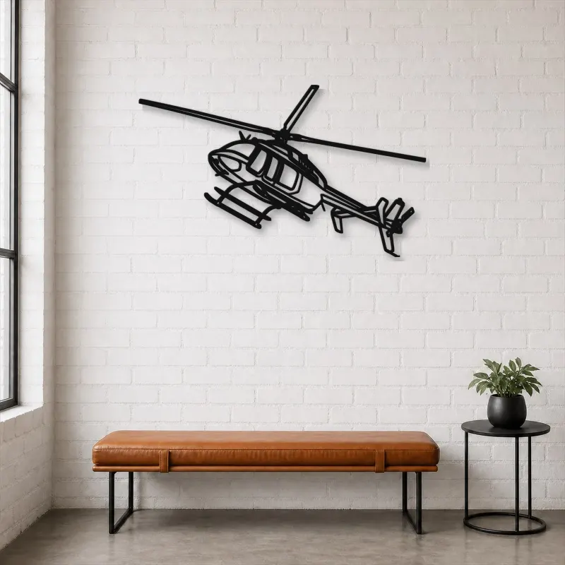 Silhouette en métal d'hélicoptère 407GX Angle, décoration murale, cadeau d'anniversaire, silhouette d'appareil