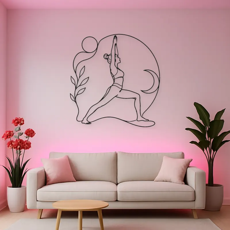 Warrior One Strength Metal Wall Art | Yoga and Meditation Wall Decor