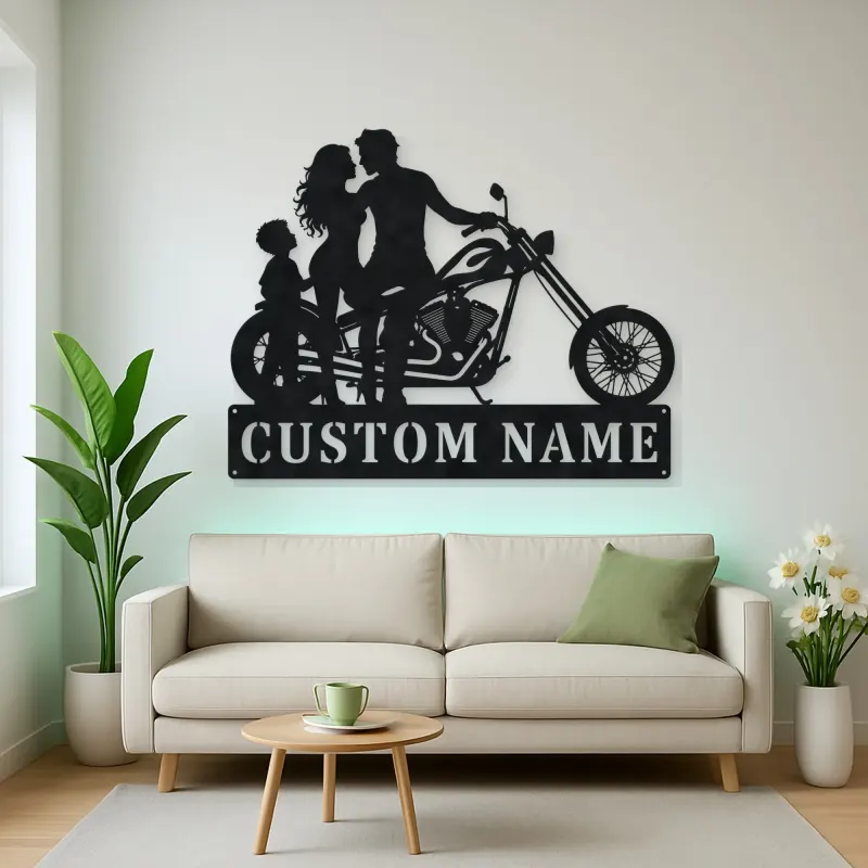 Personalized Chopper Family of Three Metal Wall Art