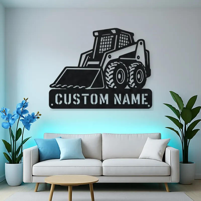 Personalized Compact Skid Steer Loader Metal Wall Art