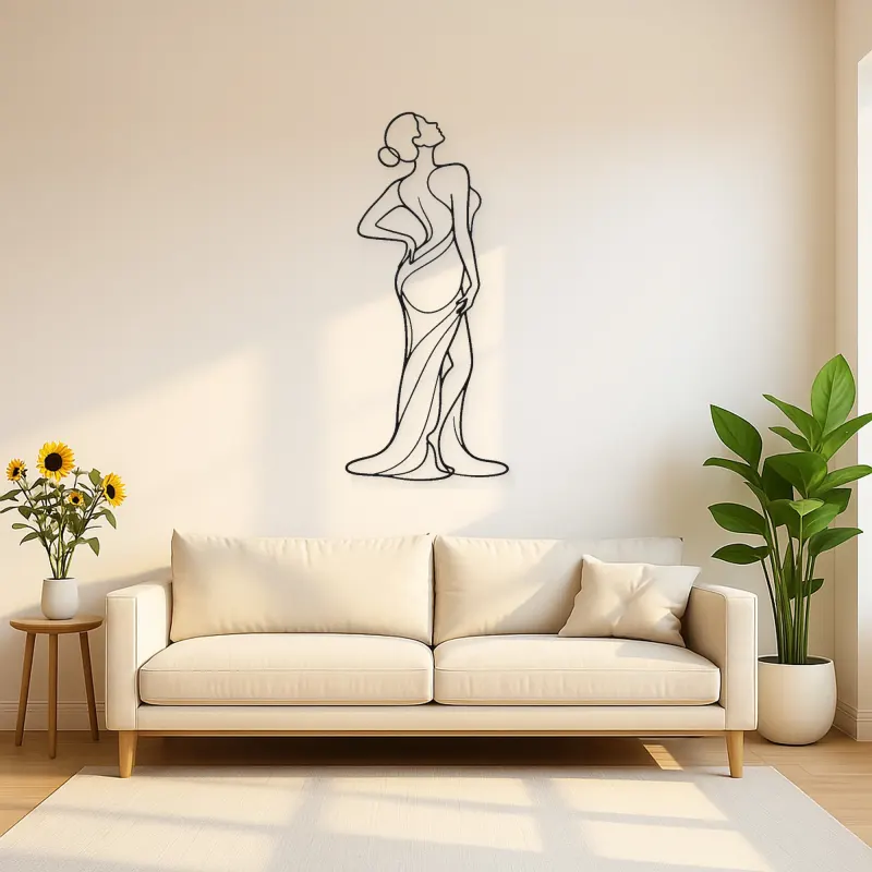 Curved Spine Figure Metal Wall Art | Feminine Figure Wall Decor